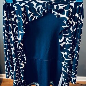 ‘Dressbarn’ Blue and White Patterned Long Sleeve Jacket